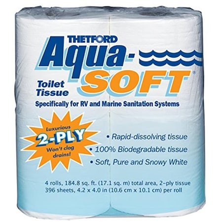 Thetford Thetford THE03300 Aqua Soft 2 Ply Tissue - Pack of 4 THE03300